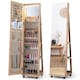image 1 of COSTWAY 3-in-1 Jewelry Cabinet 360° Swivel Mirror Jewelry Armoire-Natural