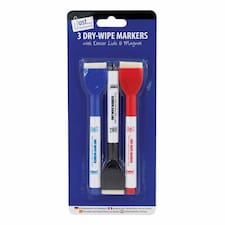 Pack of 3 Magnetic Drywipes Markers with Erasers