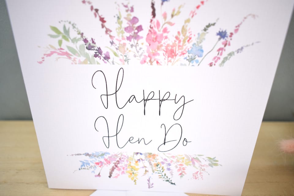 image 1 of Happy Hen Do  Greeting Card - Pretty Pastel Floral Wildflower Design Bachelorette