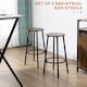 image 4 of HOMCOM Bar Stools, Set of 2 Kitchen Breakfast Stools with Sturdy Steel Frame, Industrial Tall Bar Chairs, 65cm High Seat, Rustic Brown
