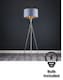 image 4 of ValueLights Camden Brushed Chrome Tripod Floor Lamp Grey Gold Shade and Bulb
