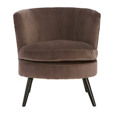 Interiors By Premier Versatile Round Grey Plush Armchair, Velvet Upholstered Dining Chair, Contemporary Chair For Diningroom Brown