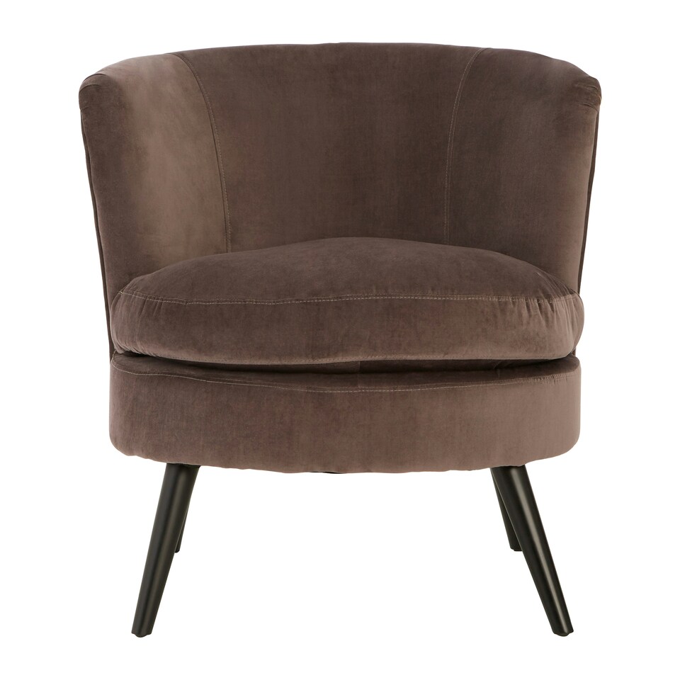 image 1 of Interiors By Premier Versatile Round Grey Plush Armchair, Velvet Upholstered Dining Chair, Contemporary Chair For Diningroom Brown