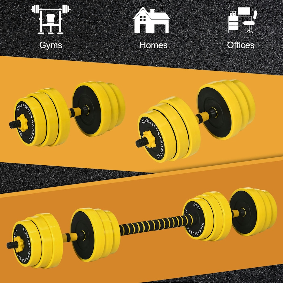 image 1 of HOMCOM 25KG Barbell & Dumbbell Set Fitness Exercise Home Gym Plate Bar Clamp Rod