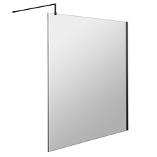 Balterley Toughened Safety Glass Wetroom Screen and Support Bar | Black | Matt Black