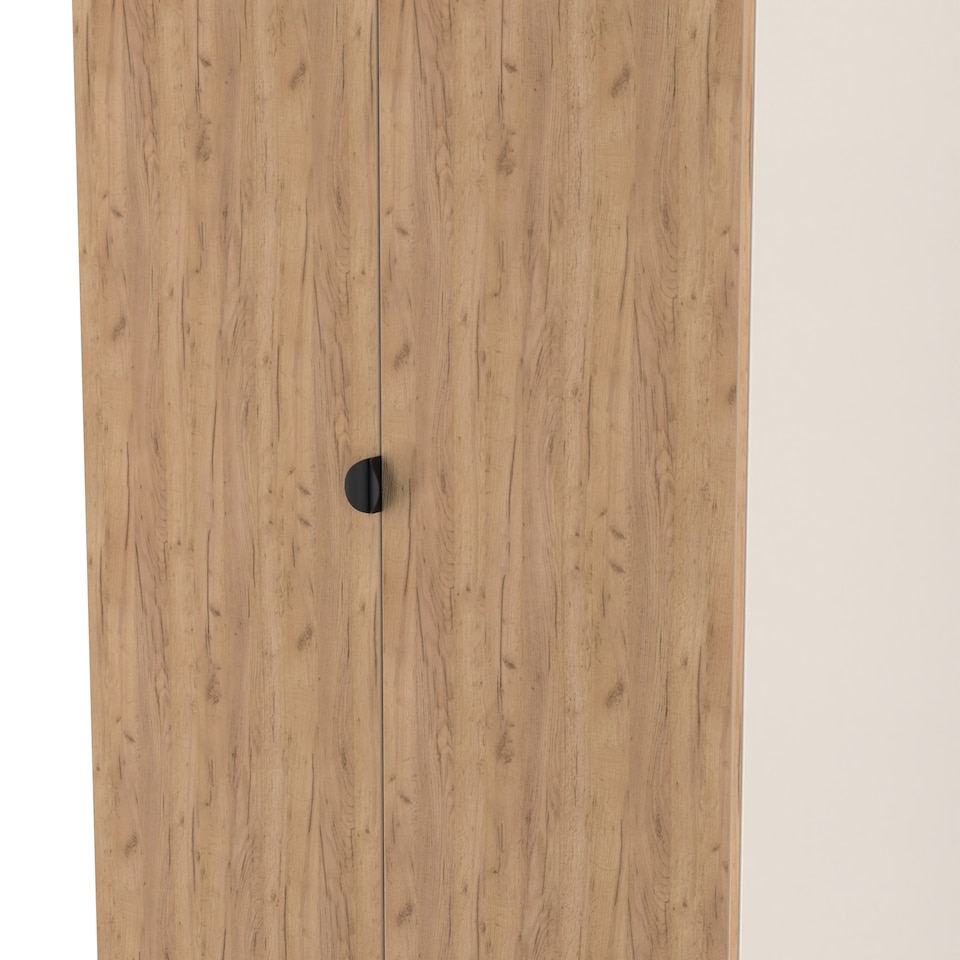 image 1 of Norway Tall 2 Drawer Double Wardrobe in Gold Craft Oak & Kashmir (Ready Assembled) | Brown | Gold Craft Oak & Kashmir