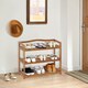 image 3 of COSTWAY 3-Tier Wood Shoe Rack Solid Shoe Storage Shelf Brown