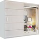 image 1 of Stylish 120cm Sliding Wardrobe with Full Mirror Door & Lined Panel Design | White, Black, Grey Finish White | White120cm