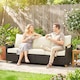 image 8 of Outsunny 3 Seater Rattan Garden Sofa with Cushioned Wide Seats | Brown | Brown | Three Seater
