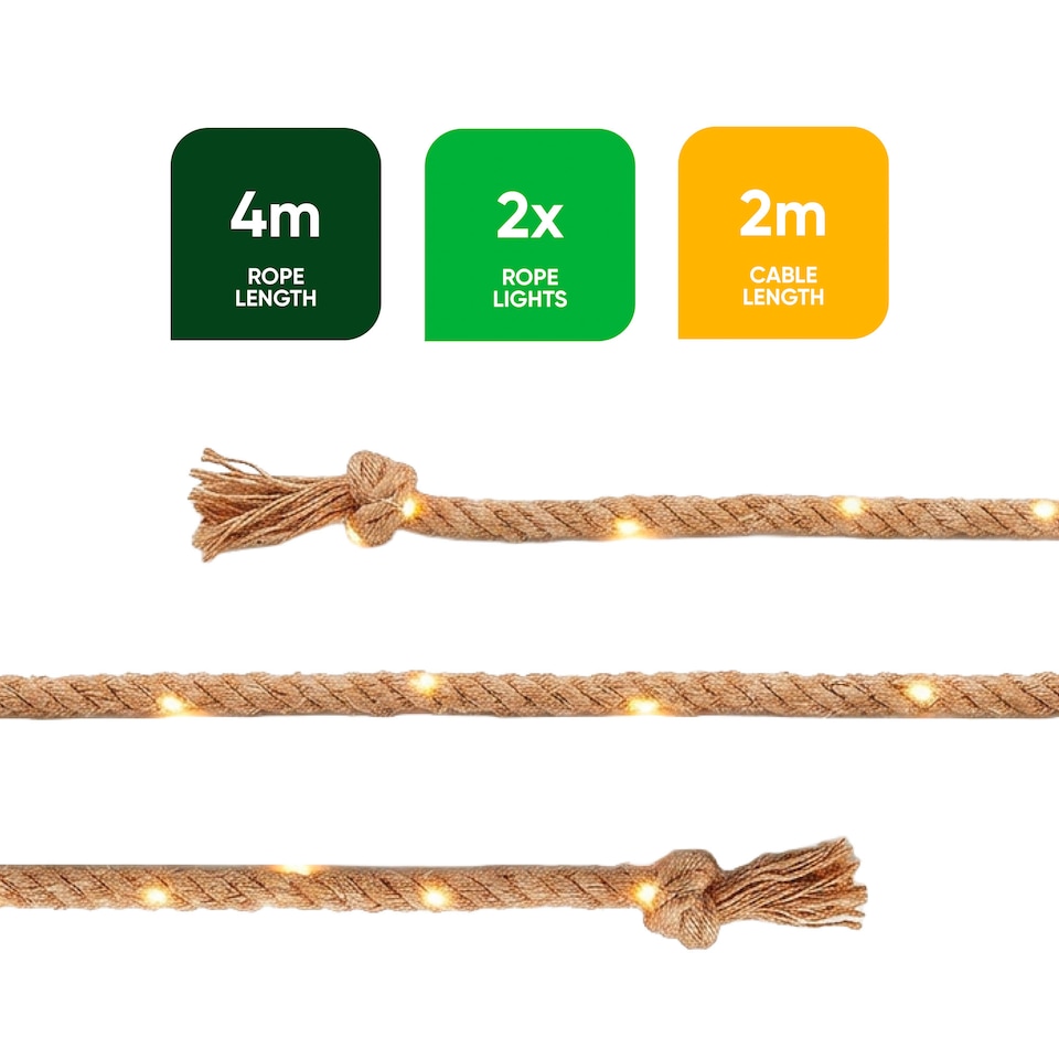 image 1 of Gardenwize Solar Rope String Lights 4m Outdoor Garden 2 Pack