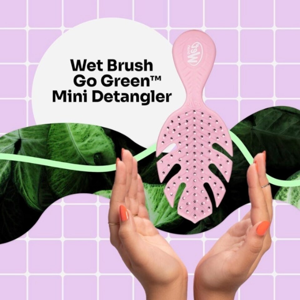 image 1 of WetBrush Go Green Mini Detangler Brush, Pink, Plant Based