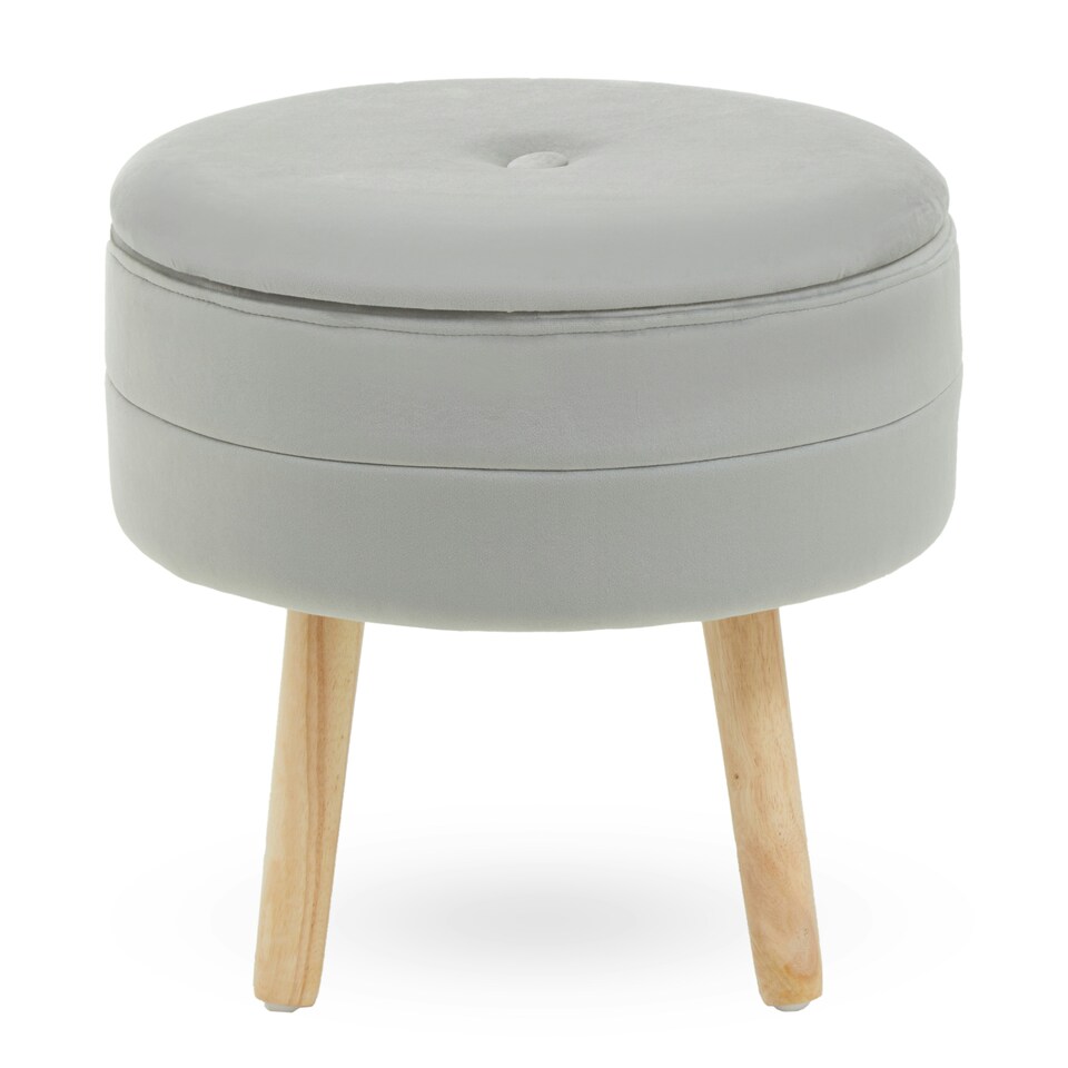 image 1 of Interiors By Premier Durable Grey Velvet Stool, Stylish Kitchen Bar Stool For Bedroom, Versatile Design Bar Stool For Guests