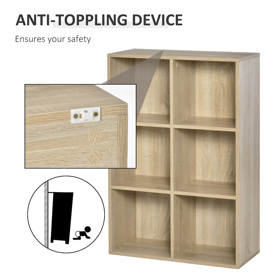image 1 of HOMCOM Cubic Cabinet Bookcase Storage Shelves for Home Office, Oak