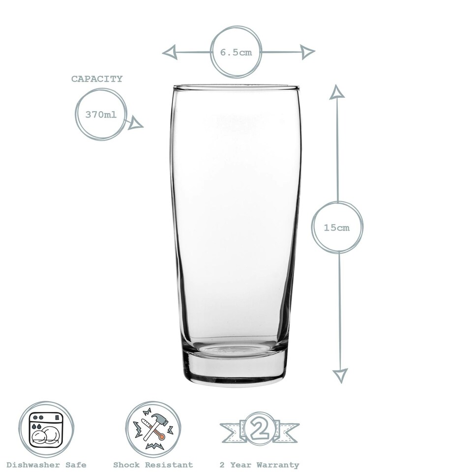 image 1 of LAV Bardi Willi Becher Beer Glasses - 370ml - Clear - Pack of 6 Clear