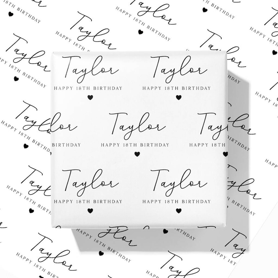 image 1 of Personalised Milestone Classy Birthday Wrapping Paper | White | 1