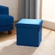 image 1 of OHS Matte Velvet Soft Foldable Cube Footstool Seat Storage Organiser Ottoman Blue | Teal