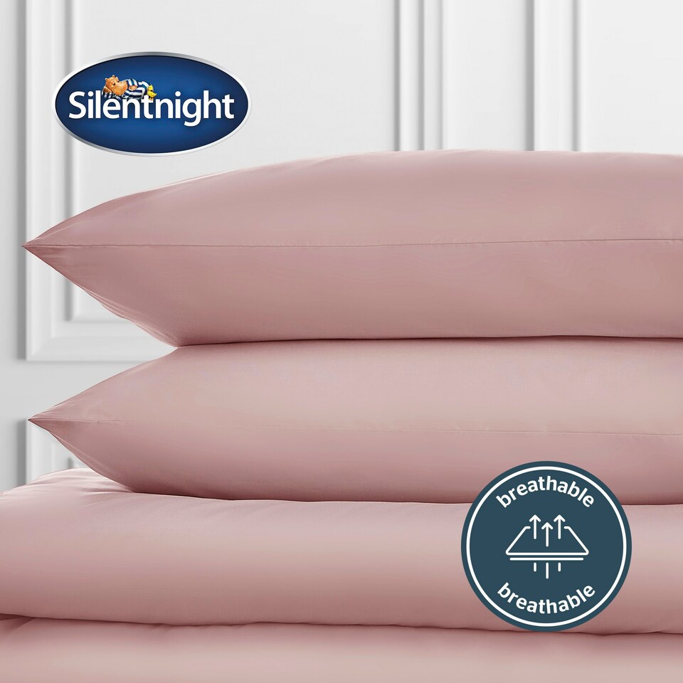 image 1 of Silentnight Pure Cotton Housewife Pillowcase Pair, Blush Pink