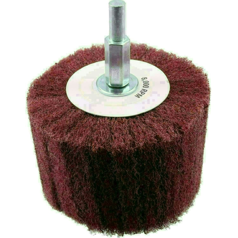 image 1 of Cylinder Shaped Sanding Polishing Cleaning Mop 75mm Width 240 Grit 6mm Shank 1pk
