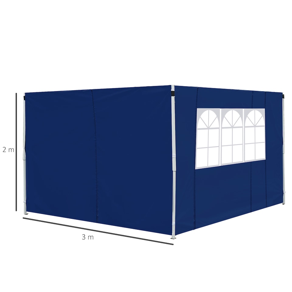 image 1 of Outsunny 3 Meters Gazebo Replaceable Exchangeable Side Panel Wall Panels Walls With Window, Blue