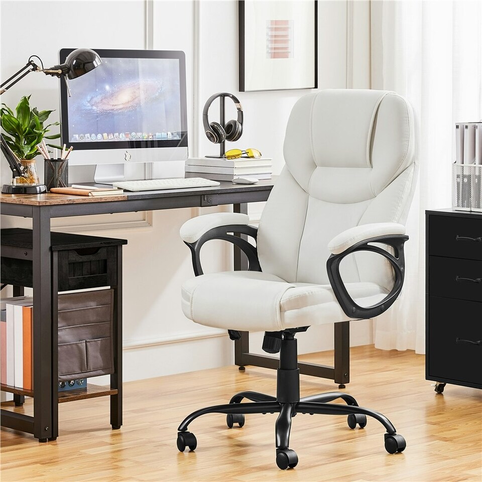 image 1 of Yaheetech Faux Leather Executive Office Chair with Ergonomic High Back | White