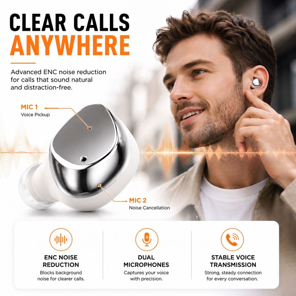 image 1 of Krane & Bauer Tornado Wireless In-Ear Headphones, White