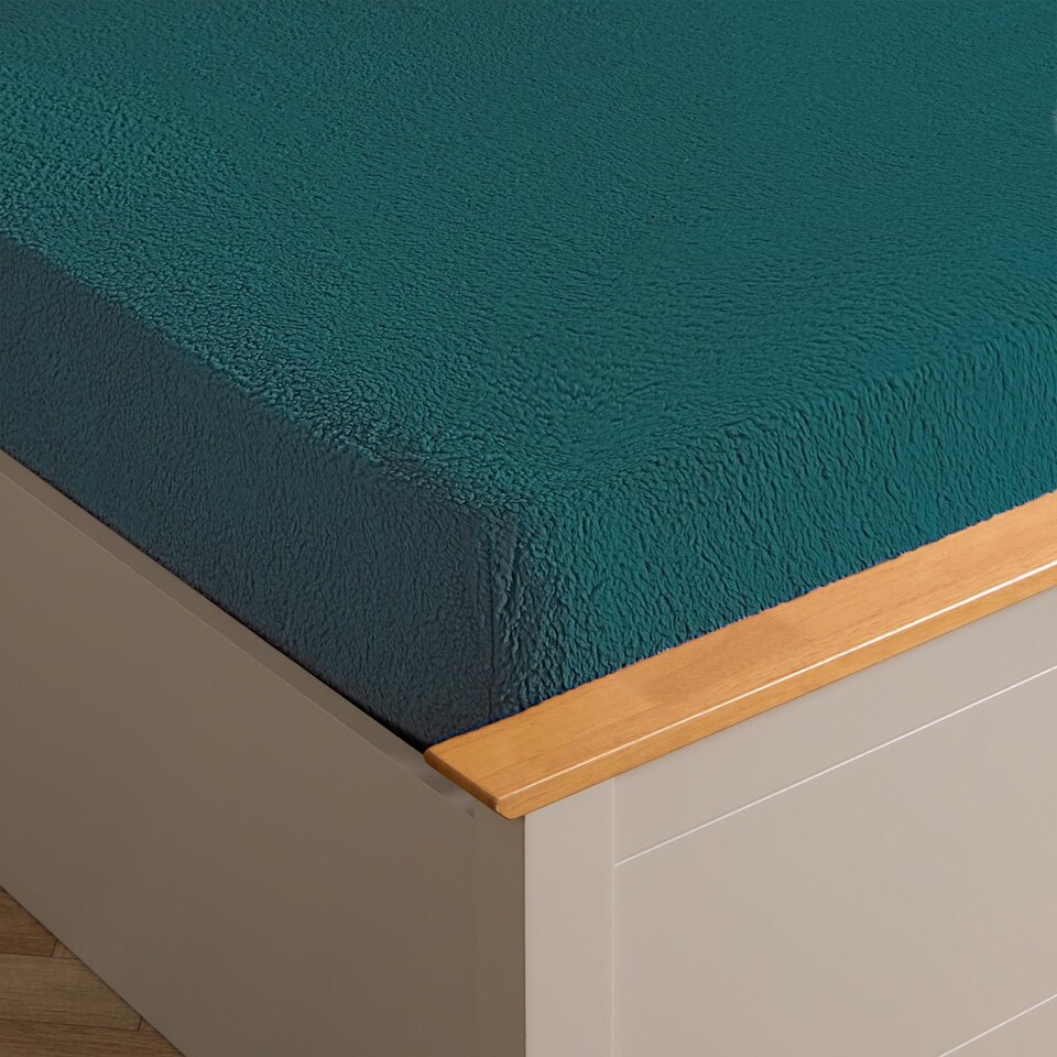 image 1 of OHS Teddy Fleece Thermal Fitted Bed Sheet | Green | Teal | Single