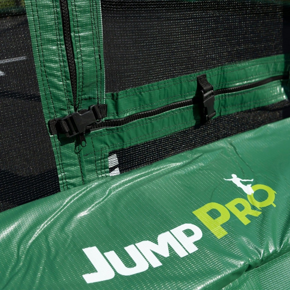 image 1 of JumpPRO® Xcite 14ft Green Round Trampoline with Enclosure