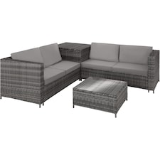 Garden Furniture Set Siena - for 4 people, with large storage box, thick seat cushions | Grey | grey/light grey | 140 x 75 x 65,50 cm | 1
