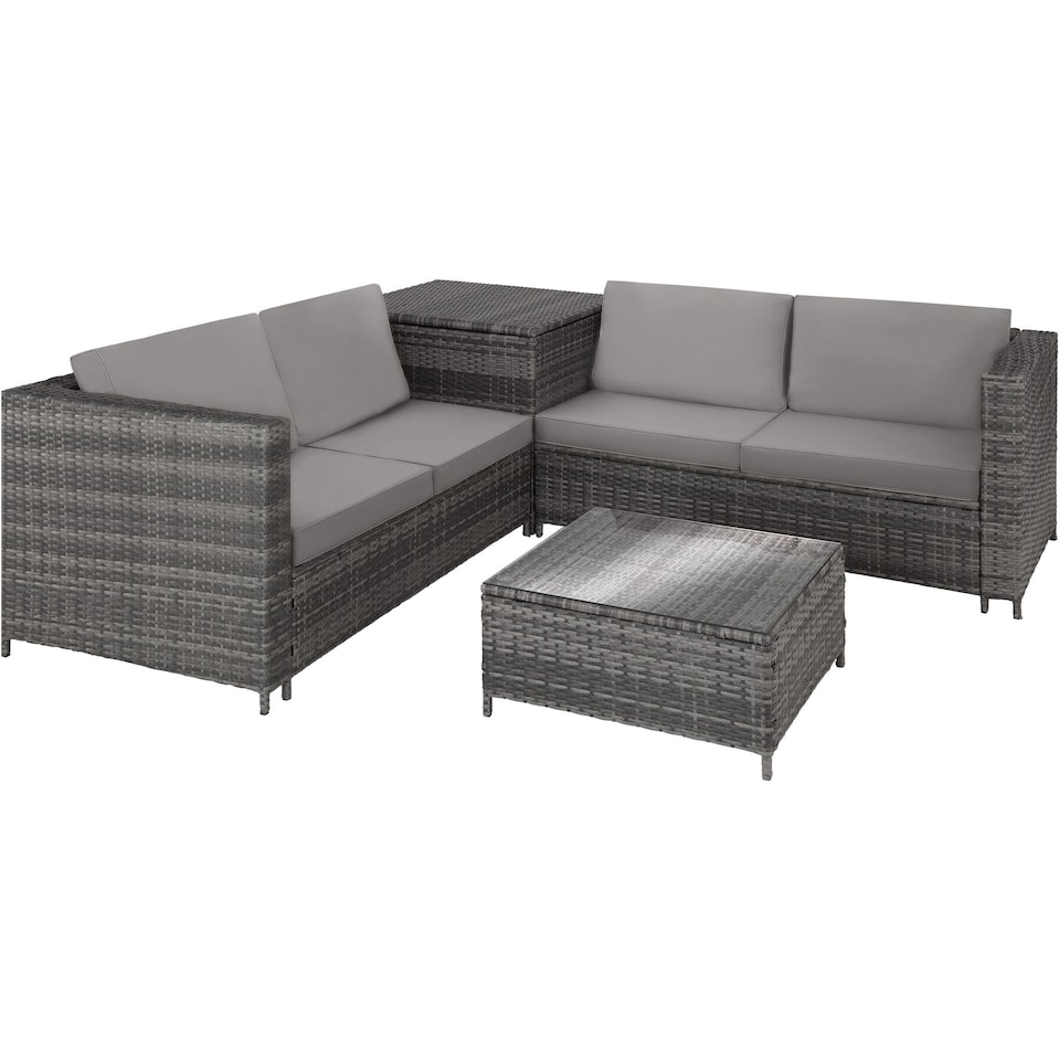 image 1 of Garden Furniture Set Siena - for 4 people, with large storage box, thick seat cushions | Grey | grey/light grey | 140 x 75 x 65,50 cm | 1