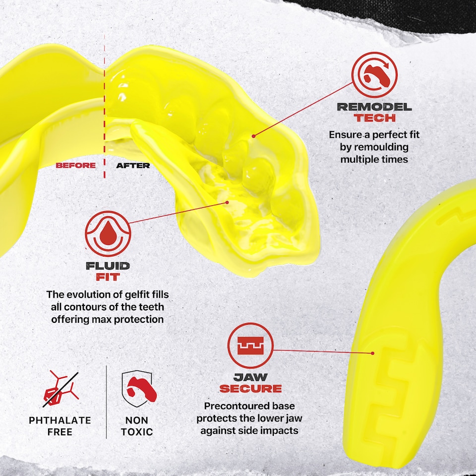 image 1 of SAFEJAWZ Intro Sports Mouth Guard Yellow Adult/Junior