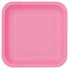 Bubblegum Pink Square Paper Plates 22cm - Pack of 14