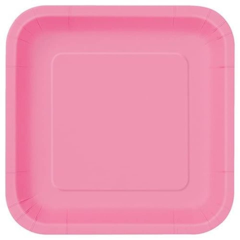 Bubblegum Pink Square Paper Plates 22cm - Pack of 14