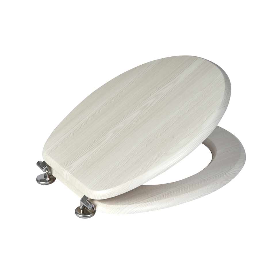 image 1 of Showerdrape Oxford White Oak Wooden Toilet Seat | White | 1