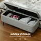 image 3 of HOMCOM Storage Ottoman Bench, Linen Fabric Footstool with Steel Legs Grey