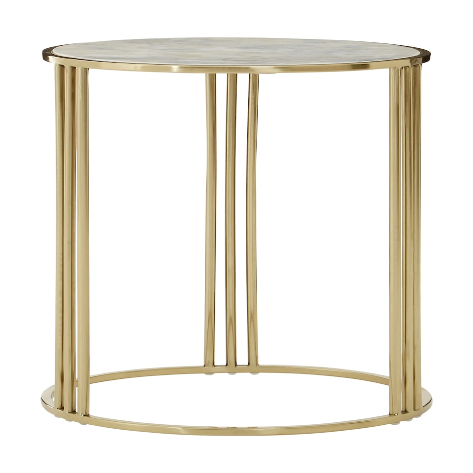image 1 of Interiors by Premier White Marble Round Side Table Gold