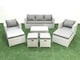 image 2 of Fimous 8 Pieces Rattan Garden Furniture Set Outdoor Garden Sofa Chair Coffee Table Set with 4 Footstools Light Grey Mixed