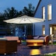 image 2 of Outsunny 3(m) LED Patio Banana Umbrella Cantilever Parasol w/ Crank, Off-White