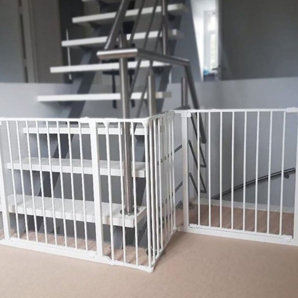 image 1 of Safetots Two Door Multi Panel Solution for Up and Down Staircases, White, 220cm of length, includes 2 Door Opening Panels
