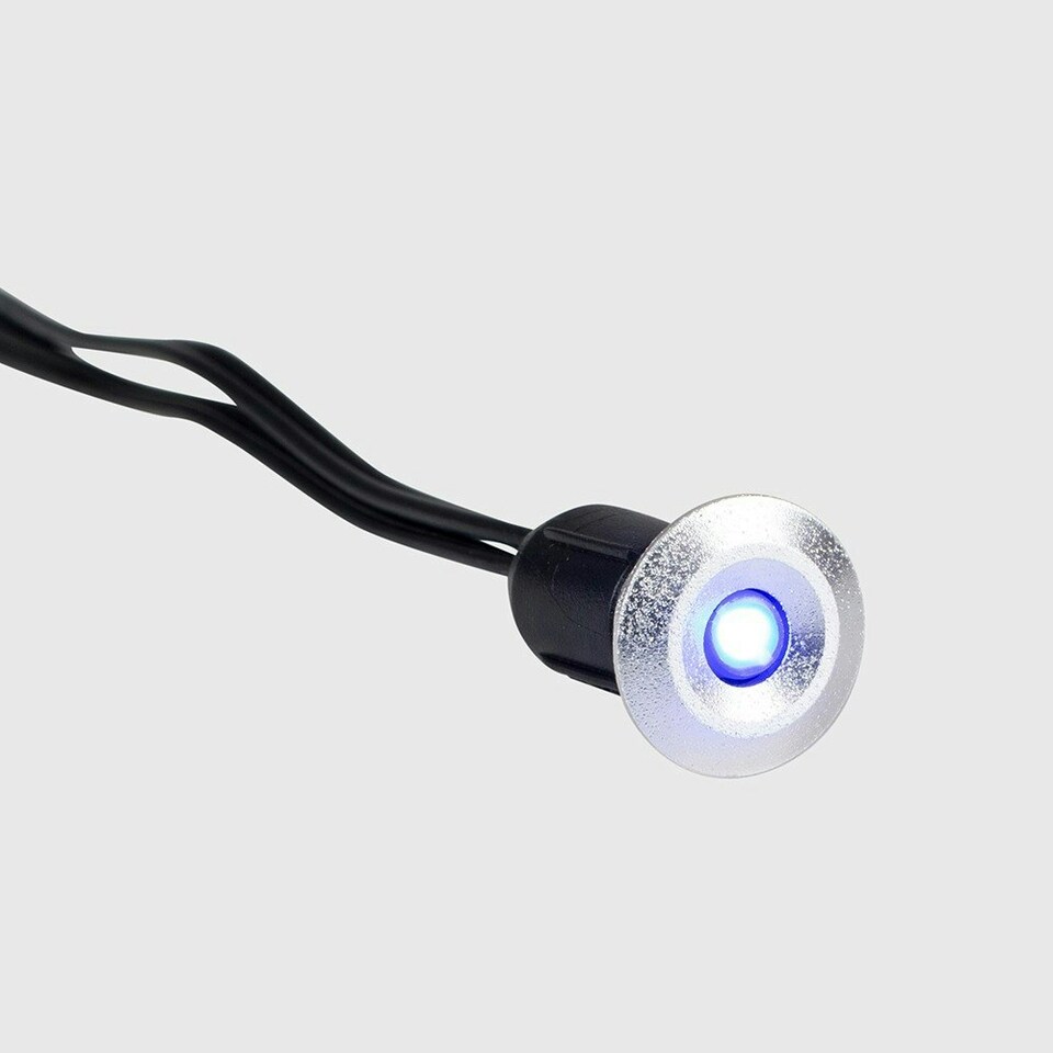 image 1 of ValueLights Decking Lights 10 Pack Silver Outdoor Decking Light With Extension Blue 15mm Chrome