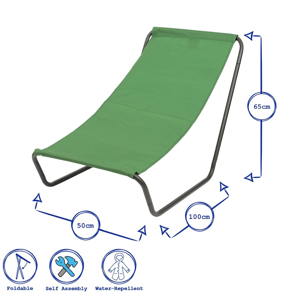 image 1 of Harbour Housewares Folding Beach Lounger - Matt Black/Beige