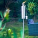 image 6 of Harbour Housewares 146cm Metal Garden Torches - Cylinder - Outdoor Lighting Oil Fuel Lamp Candle Flame Lantern | Silver | Silver | 2