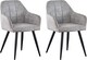 image 2 of Set of 2 Faux Suede Leather Dining Chairs with Arms Adrian Light Grey