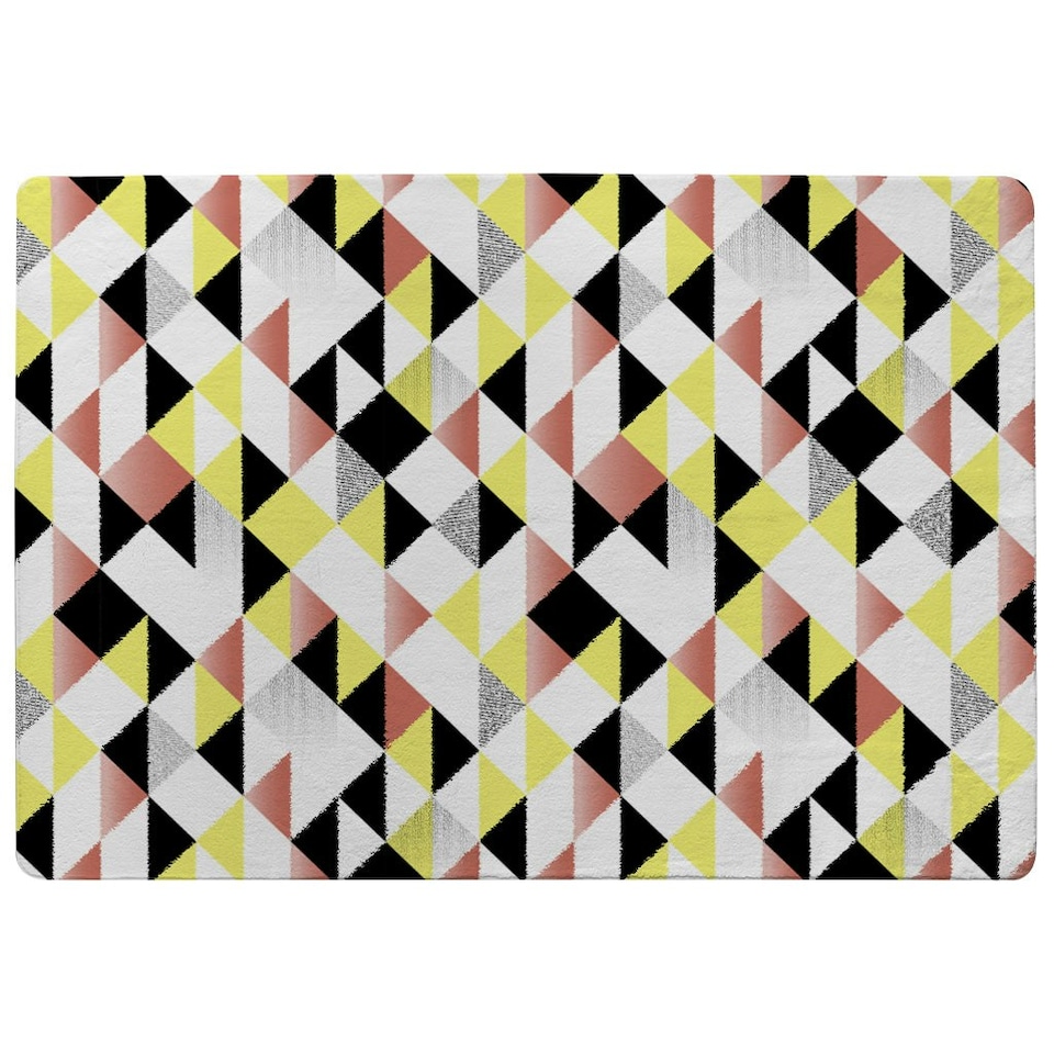 image 1 of Yellow, Pink & Black Geometric Pattern (Rug) Yellow | Medium: 80x150cm