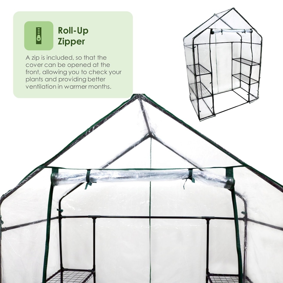 image 1 of 3-Tier 4 Shelf Mini Walk-in Growhouse Garden Greenhouse