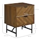 image 3 of HOMCOM Two-Drawer Herringbone Bedside Table Home Cabinet Bedroom Storage Brown
