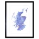 image 1 of Scotland Blue Scottish Tartan Map Design 9x7" Black Framed Wall Art Print