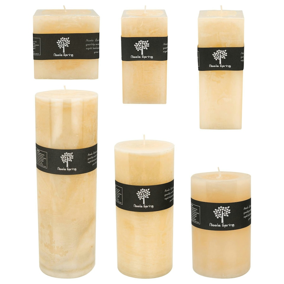 image 1 of Nicola Spring Vanilla Pillar Candles - 6 Sizes - Cream - Pack of 6 Cream