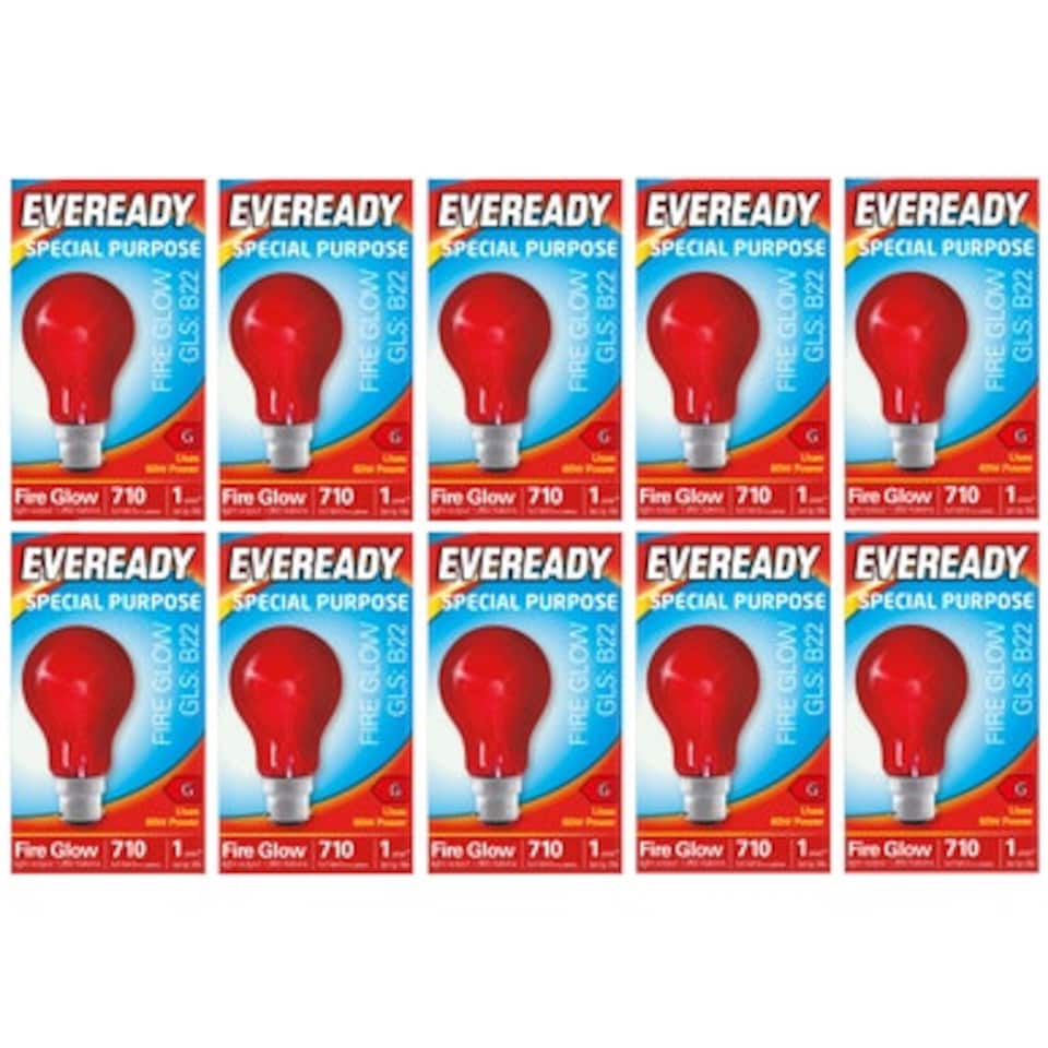 image 1 of Eveready B22 GLS 60W 1950k Fireglow Red Light Bulb - Pack of 10