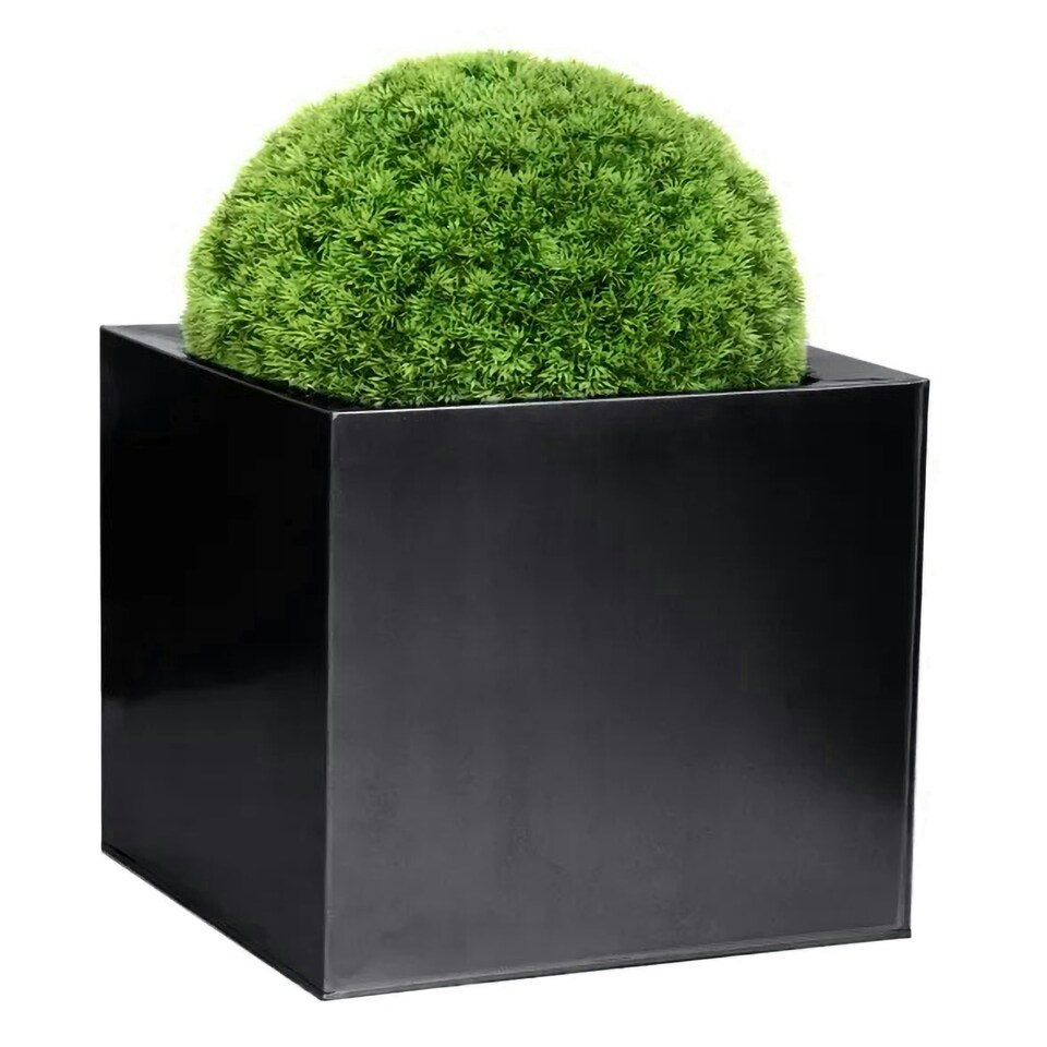 image 1 of Primrose Zinc Galvanised Outdoor Black Cube Ornamental Planter Extra Large 50cm