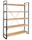 image 1 of Cosmo Industrial Large Open Bookcase - Solid Mango Wood - L40 x W160 x H200 cm
